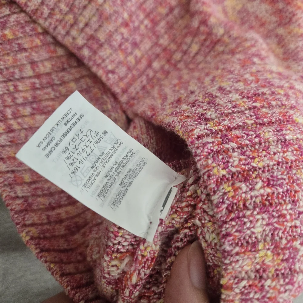 J. Crew Flared Sleeve Marled Knit Swing Sweater Primrose Pink Vneck Size Small